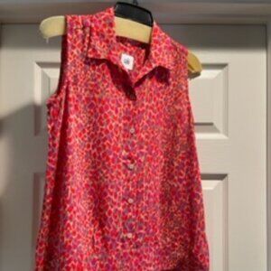 Cabi Heartbreaker Sleeveless Printed Collared Blouse - Size Small
